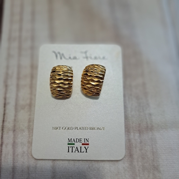 Mia Fiore Gold Plated Bronze Stud Earrings - Picture 2 of 8